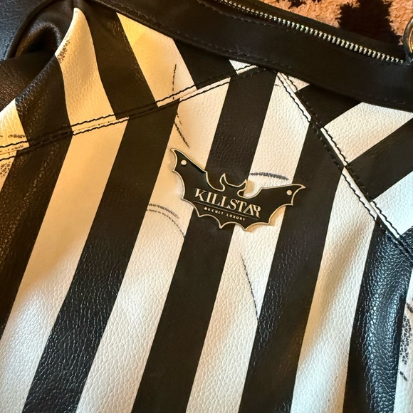 Killstar Black and White  Striped Shoulder Bag - Picture 8 of 10